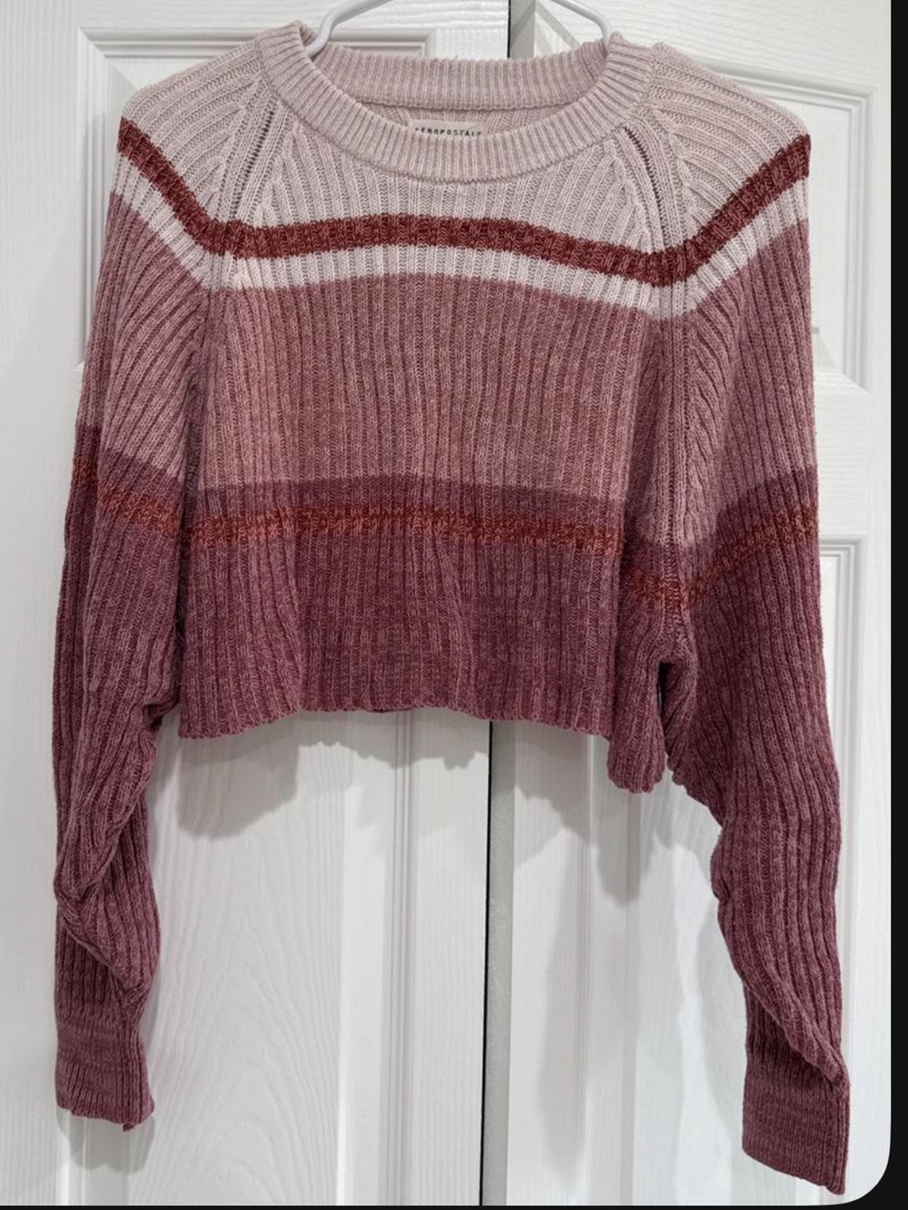 Aeropostale Striped Cropped Ribbed Sweater